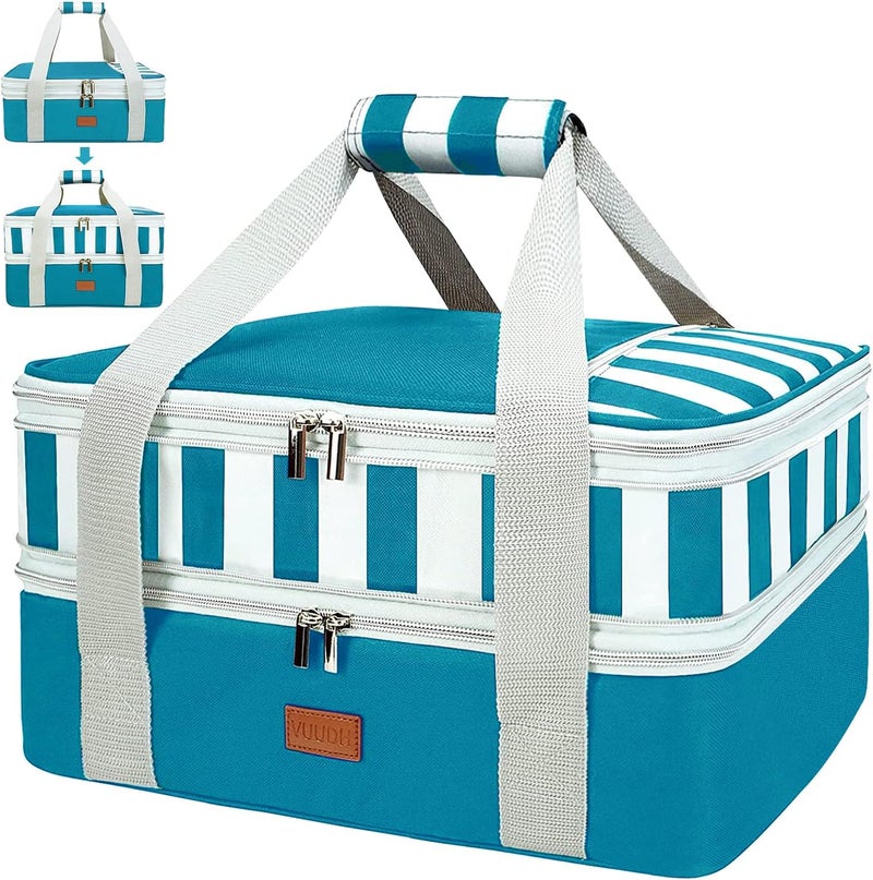 Vuudh Expandable Casserole Carrier Bag - Double Decker Food Bag, Insulated Casserole Carrier for Hot or Cold Food, Lasagna Holder Tote for Picnics,Beaches,Traveling or Gifts - Image 1